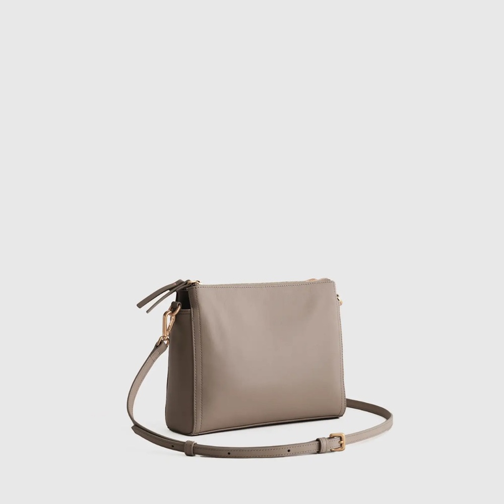 Quince Italian Leather Triple Compartment Crossbody in Mink - Picture 2 of 6